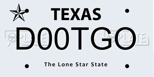 D00TGO Texas License Plate