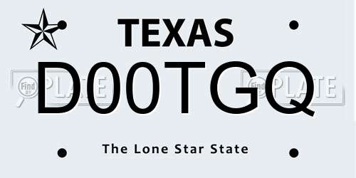 D00TGQ Texas License Plate