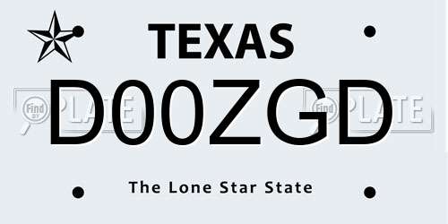 D00ZGD Texas License Plate