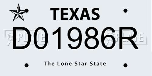 D01986R Texas License Plate