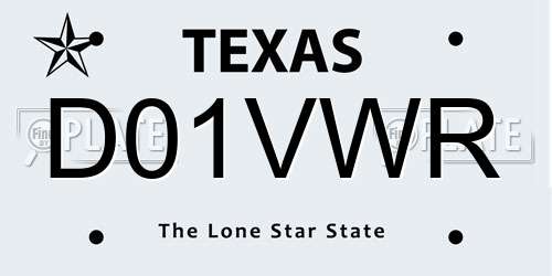 D01VWR Texas License Plate