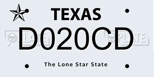 D020CD Texas License Plate