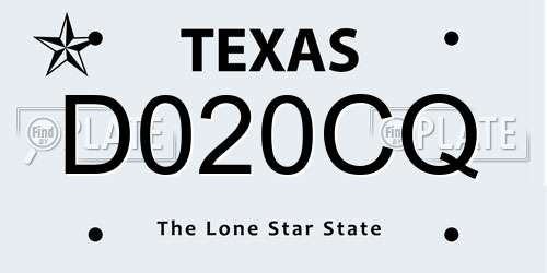 D020CQ Texas License Plate