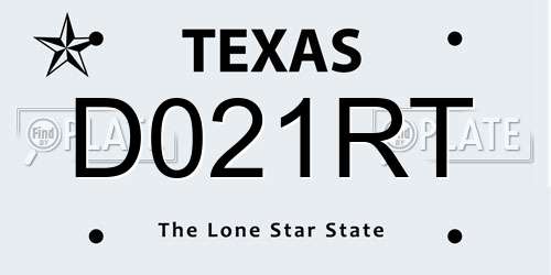 D021RT Texas License Plate