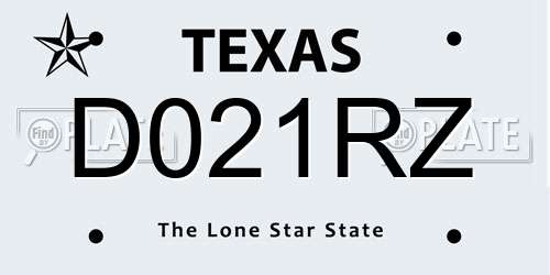 D021RZ Texas License Plate