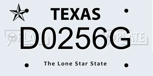 D0256G Texas License Plate