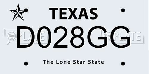 D028GG Texas License Plate
