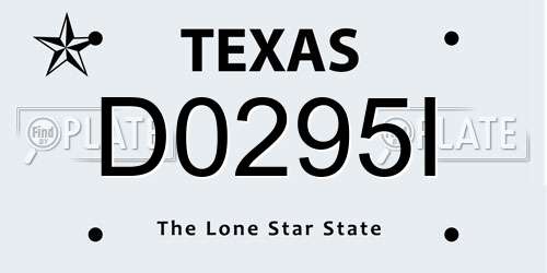 D0295I Texas License Plate
