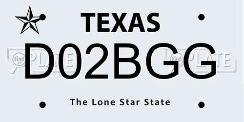 D02BGG Texas License Plate