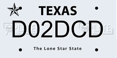D02DCD Texas License Plate