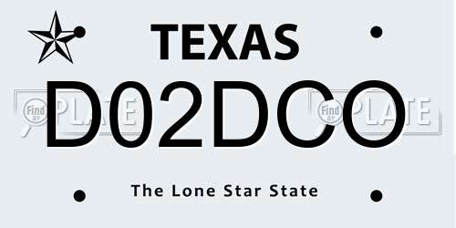 D02DCO Texas License Plate