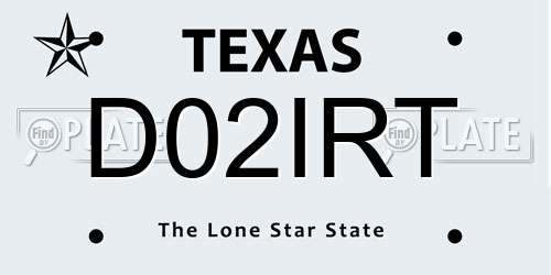 D02IRT Texas License Plate