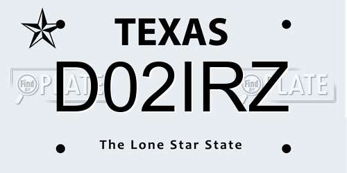 D02IRZ Texas License Plate