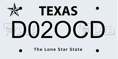 D02OCD Texas License Plate