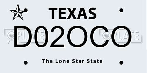 D02OCO Texas License Plate