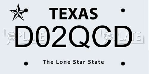 D02QCD Texas License Plate