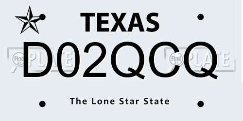 D02QCQ Texas License Plate