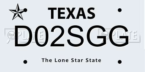 D02SGG Texas License Plate