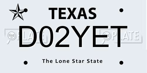 D02YET Texas License Plate