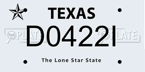 D0422I Texas License Plate
