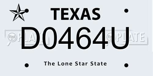 D0464U Texas License Plate