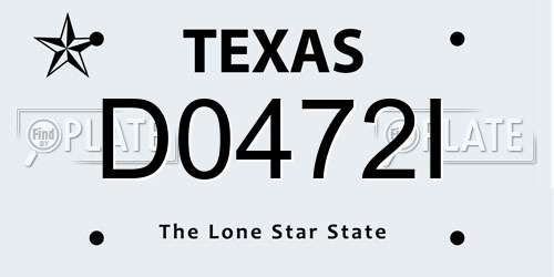 D0472I Texas License Plate
