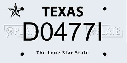 D0477I Texas License Plate