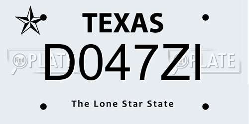 D047ZI Texas License Plate