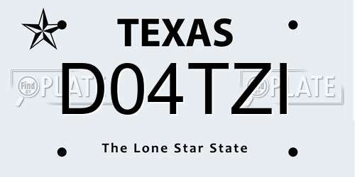 D04TZI Texas License Plate