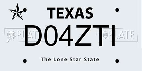 D04ZTI Texas License Plate