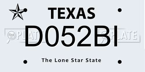 D052BI Texas License Plate