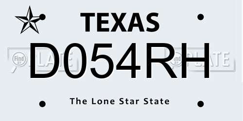 D054RH Texas License Plate