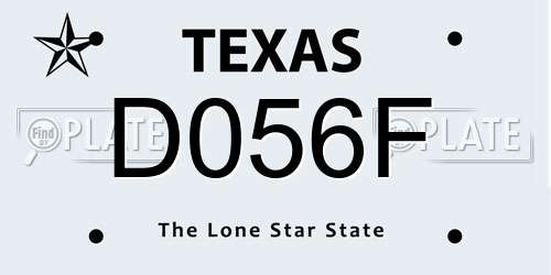 D056F Texas License Plate