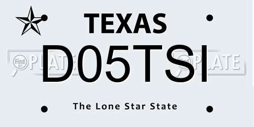 D05TSI Texas License Plate