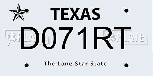 D071RT Texas License Plate