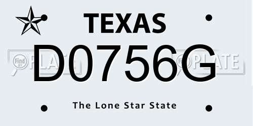 D0756G Texas License Plate