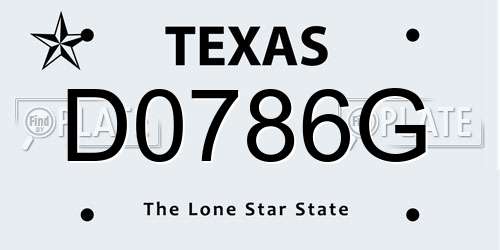 D0786G Texas License Plate