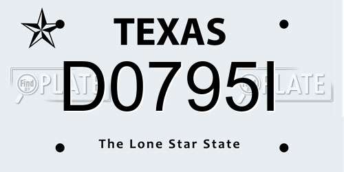 D0795I Texas License Plate