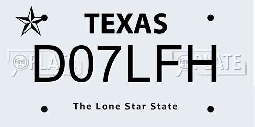 D07LFH Texas License Plate