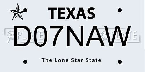 D07NAW Texas License Plate