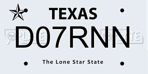 D07RNN Texas License Plate