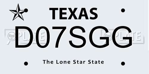 D07SGG Texas License Plate
