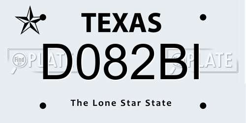D082BI Texas License Plate