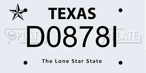 D0878I Texas License Plate