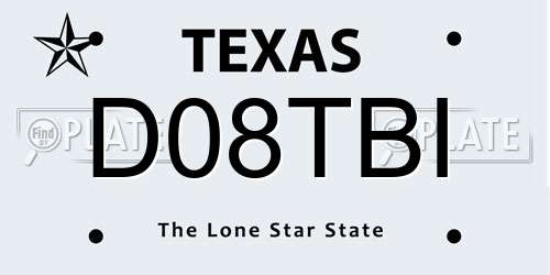 D08TBI Texas License Plate