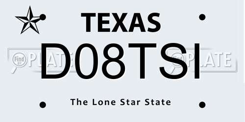 D08TSI Texas License Plate