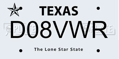 D08VWR Texas License Plate