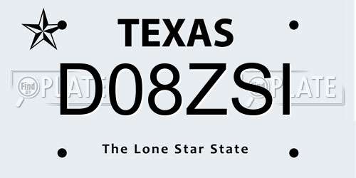 D08ZSI Texas License Plate