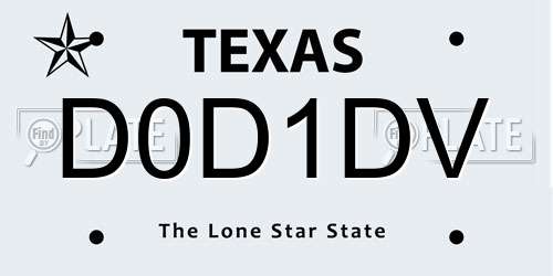 D0D1DV Texas License Plate