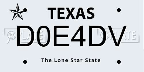 D0E4DV Texas License Plate